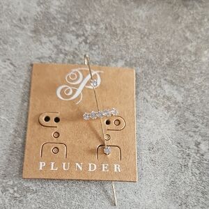 Plunder Silver Abstract Face Stud Earrings